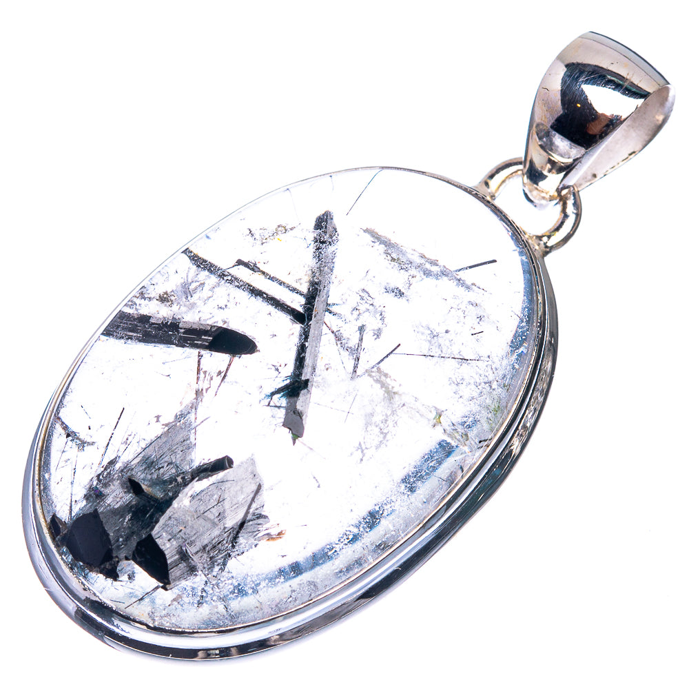 Tourmalinated Quartz 925 Sterling Silver Pendant 1 3/4"