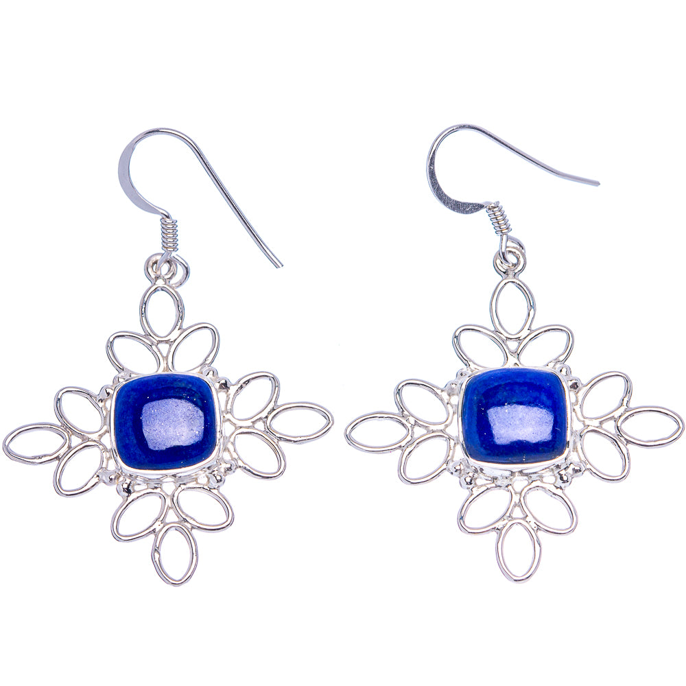 Premium Lapis Lazuli Earrings 1 7/8" (.925 Sterling Silver)