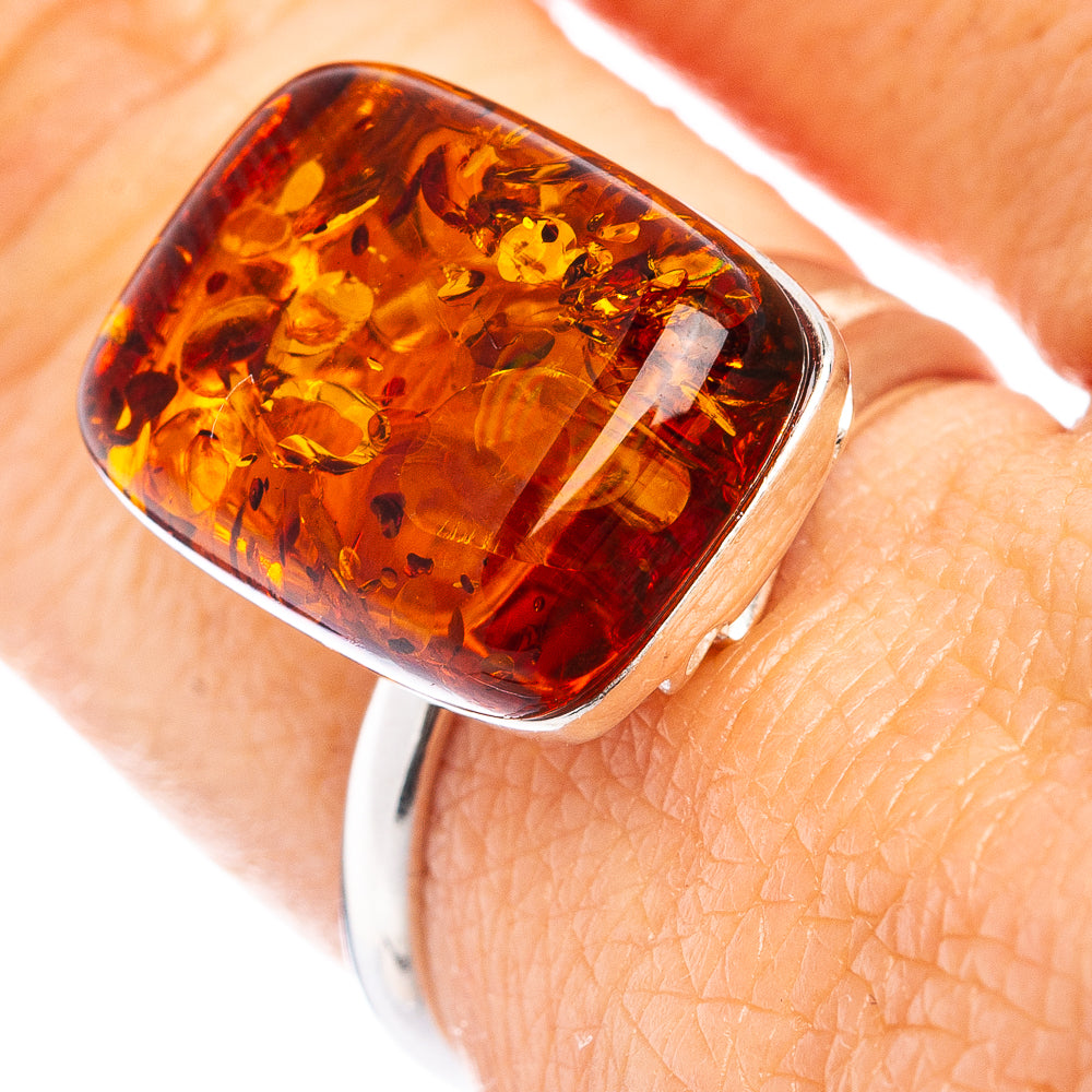 Baltic Amber Ring Size 7 Adjustable (.925 Sterling Silver)