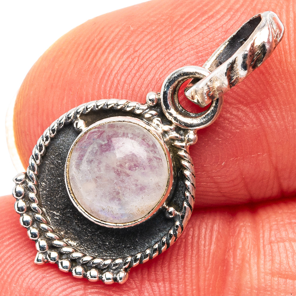Rainbow Moonstone Dainty Pendant 7/8" (.925 Sterling Silver)