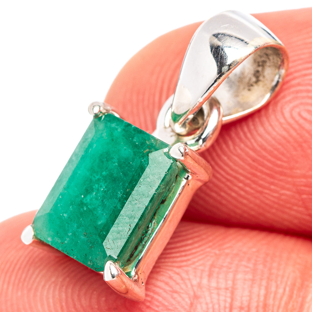 Rare Premium Zambian Emerald Pendant 3/4" (.925 Sterling Silver)