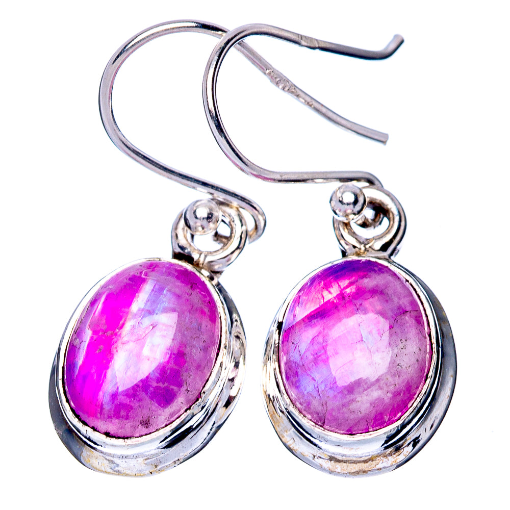 Pink Moonstone Earrings 1 1/8" (925 Sterling Silver) E1410