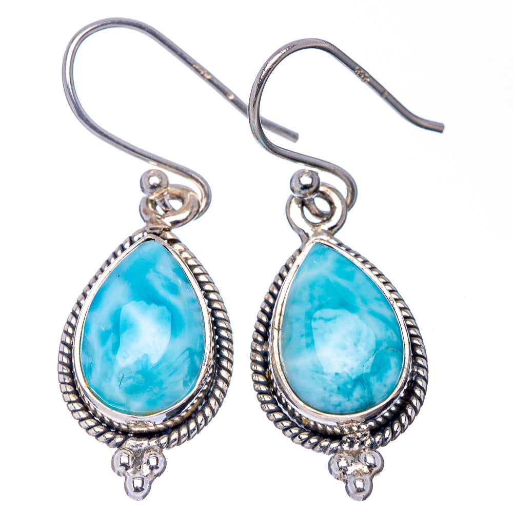 Rare Larimar Earrings 1 3/8" (.925 Sterling Silver)