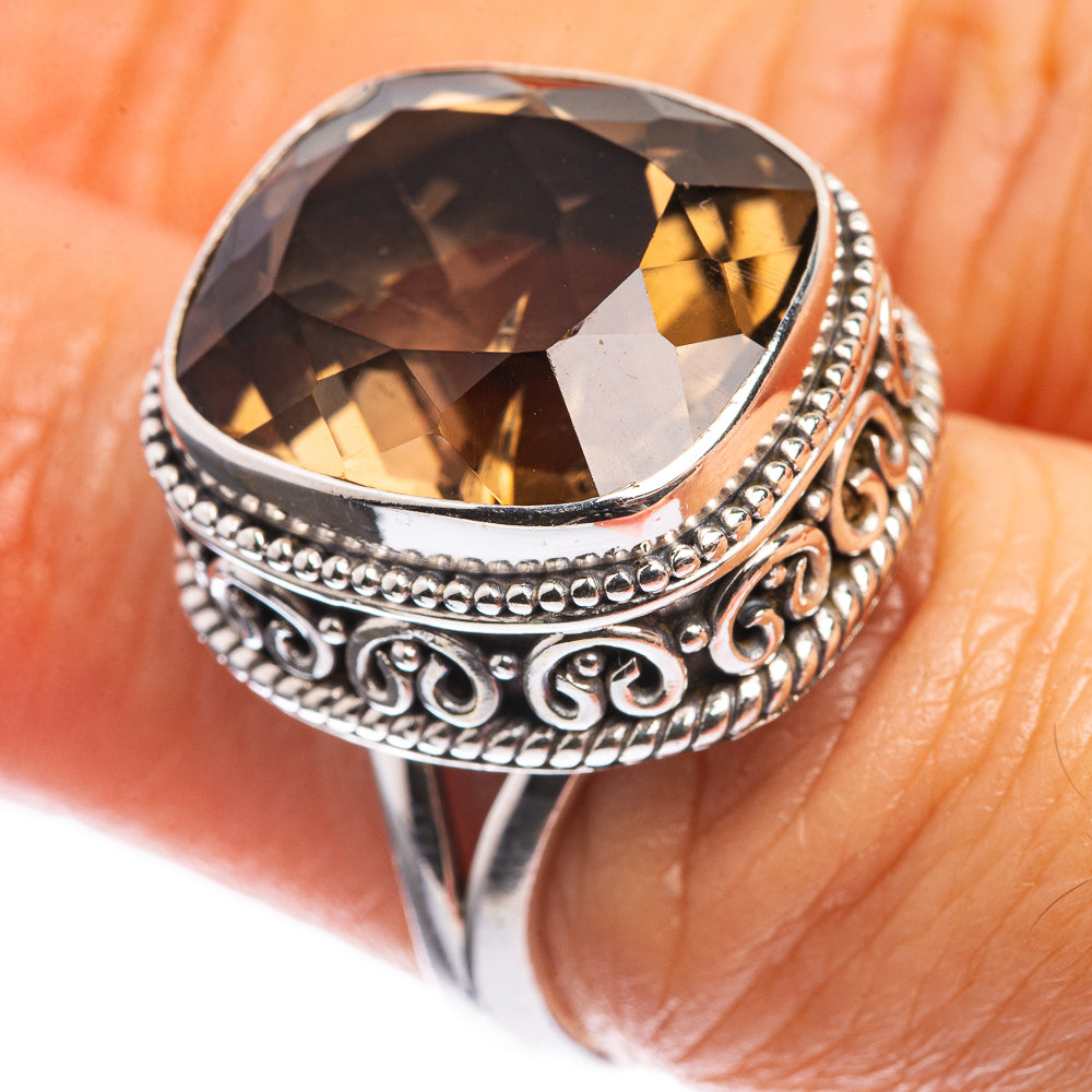 Smoky Quartz 925 Sterling Silver Ring Size 6.25