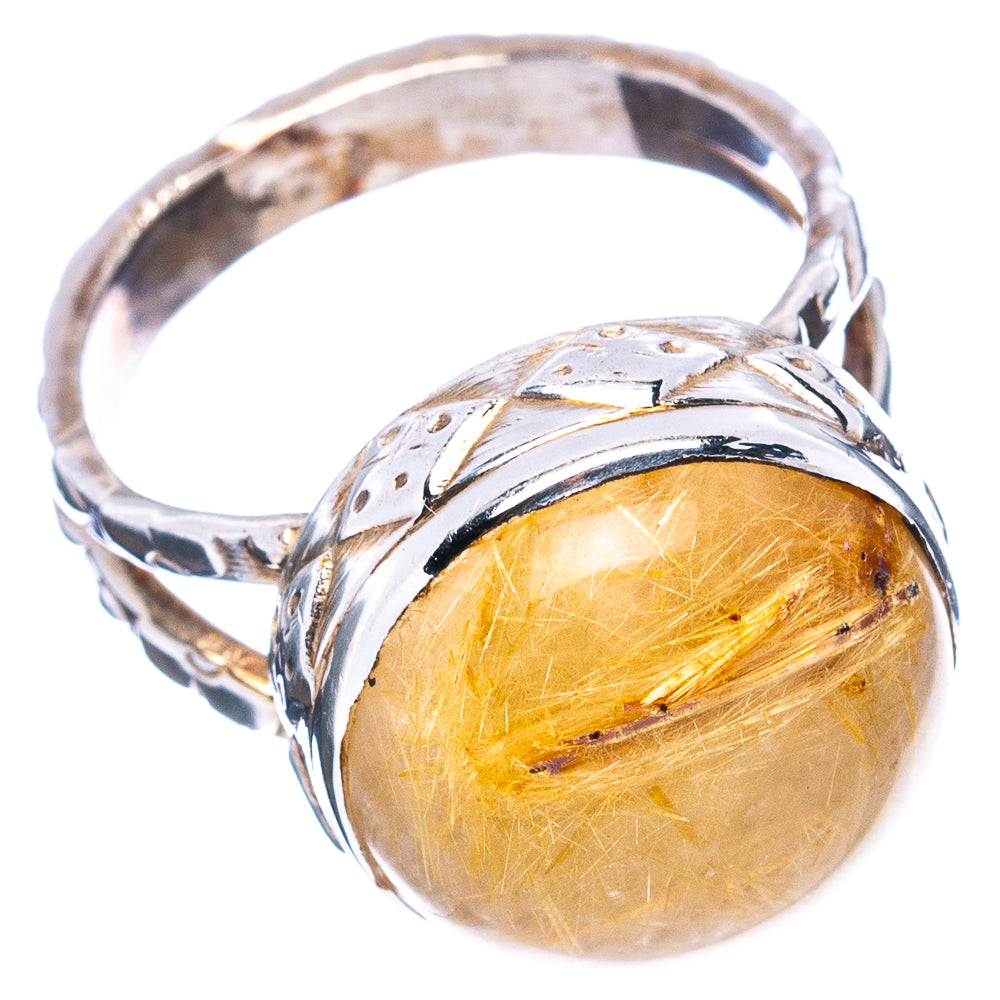 (Classic Series) Rutilated Quartz Ring Size 6.75 (.925 Sterling Silver)