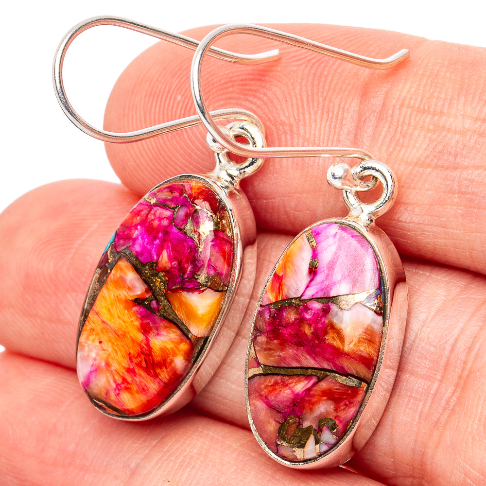 Purple Dahlia Mohave Turquoise Earrings 1 1/2" (.925 Sterling Silver)