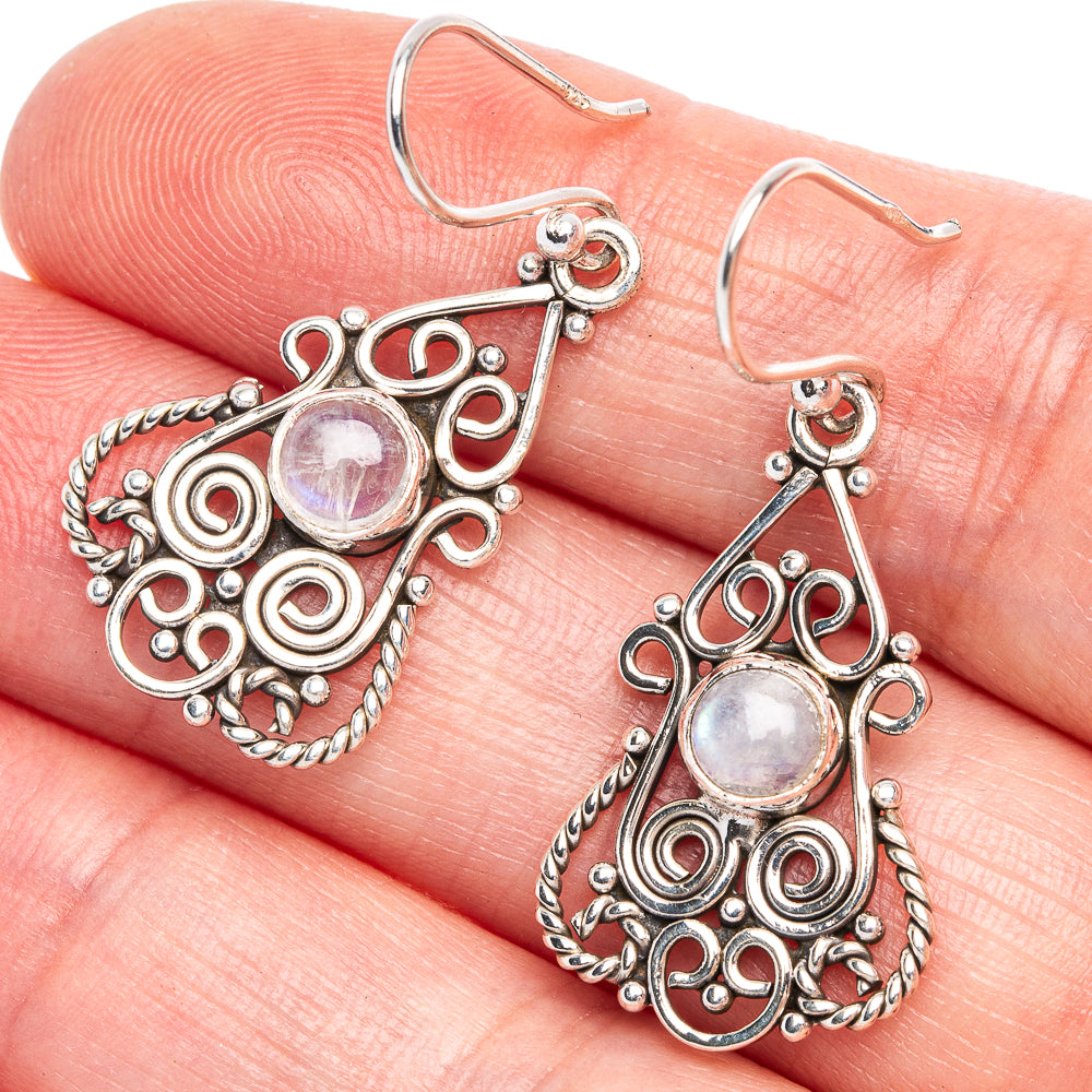 Rainbow Moonstone Earrings 1 1/2" (925 Sterling Silver) E433417