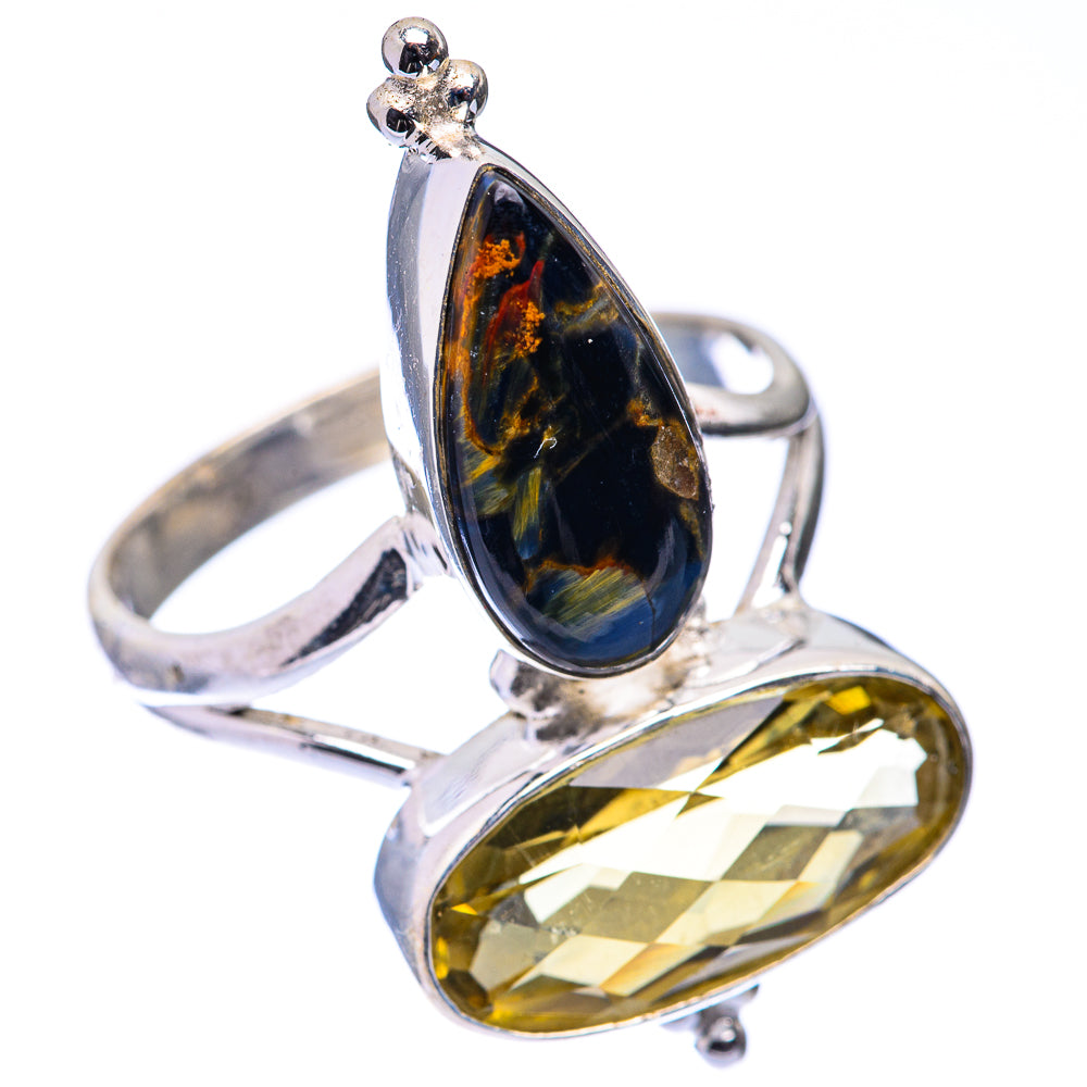 Large Pietersite, Lemon Quartz Ring Size 11.75 (925 Sterling Silver) R141219