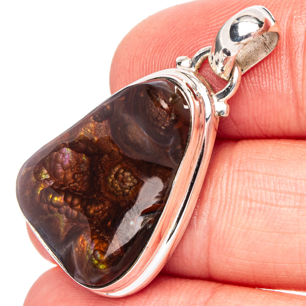 Rare Mexican Fire Agate Pendant 1 3/8" (.925 Sterling Silver)