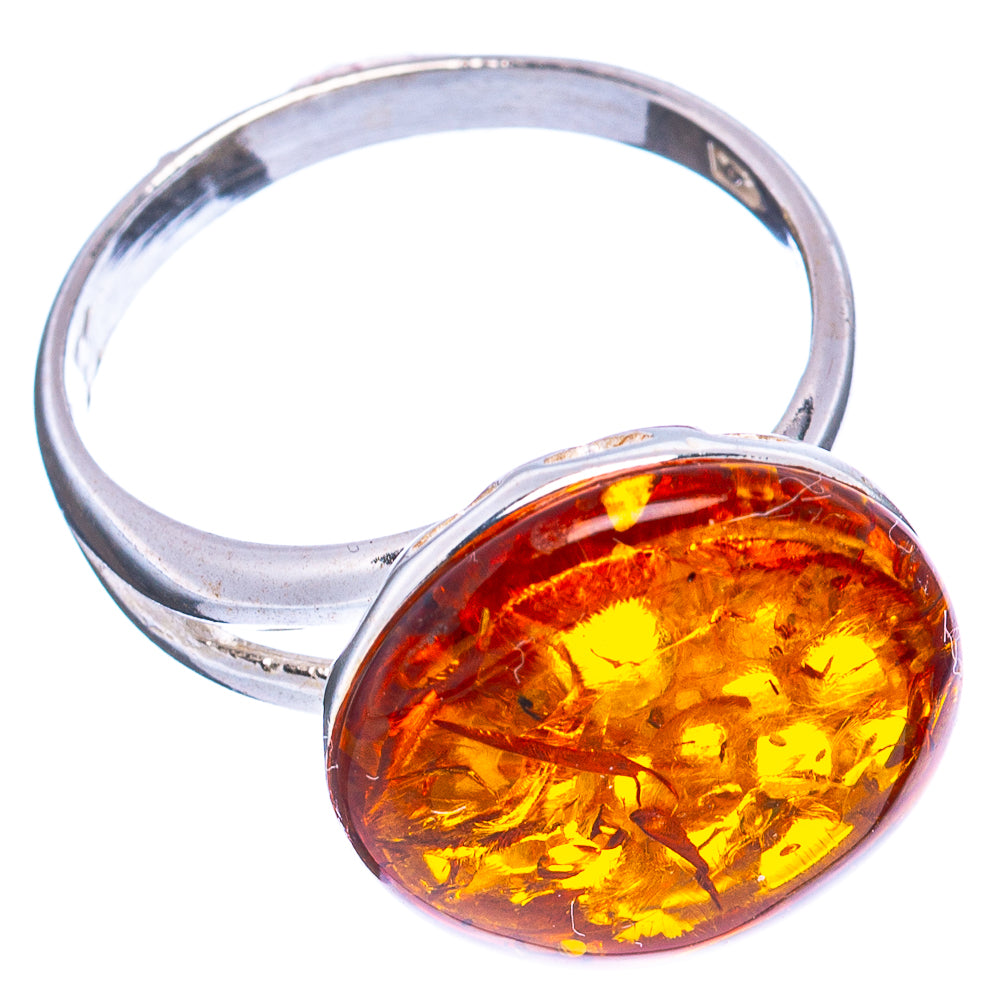 Baltic Amber Ring Size 8 Adjustable (.925 Sterling Silver)