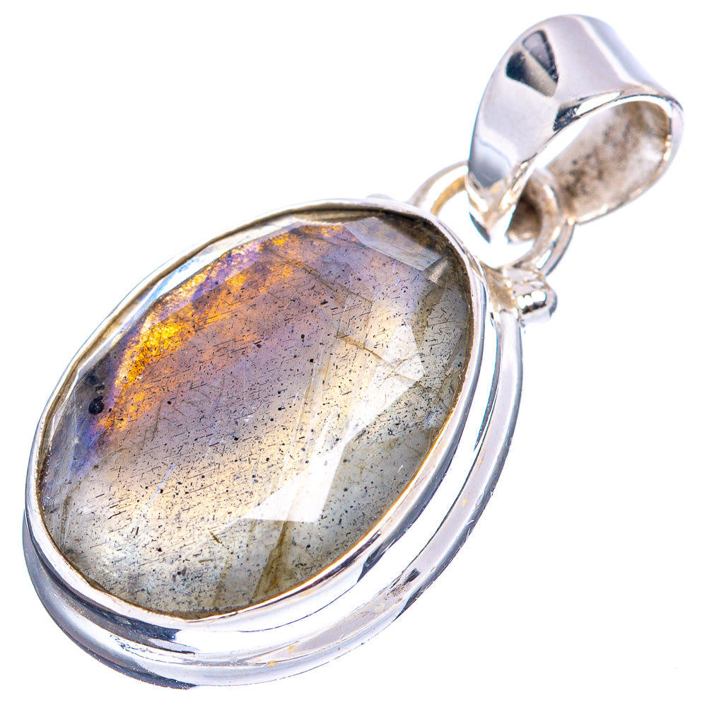 Faceted Labradorite Pendant 1 1/8" (.925 Sterling Silver)