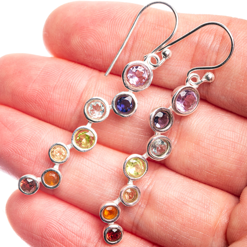 Chakra Dainty Earrings 2 1/8" (925 Sterling Silver) E432490