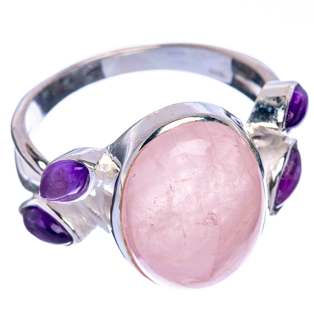 Rose Quartz, Amethyst Ring Size 9.75 (925 Sterling Silver) R144611