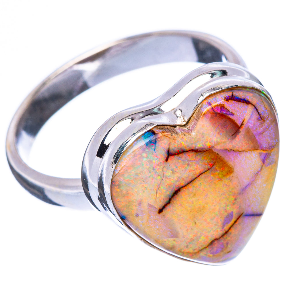 Rare Sterling Opal Heart Ring Size 8.25 (925 Sterling Silver) R2280
