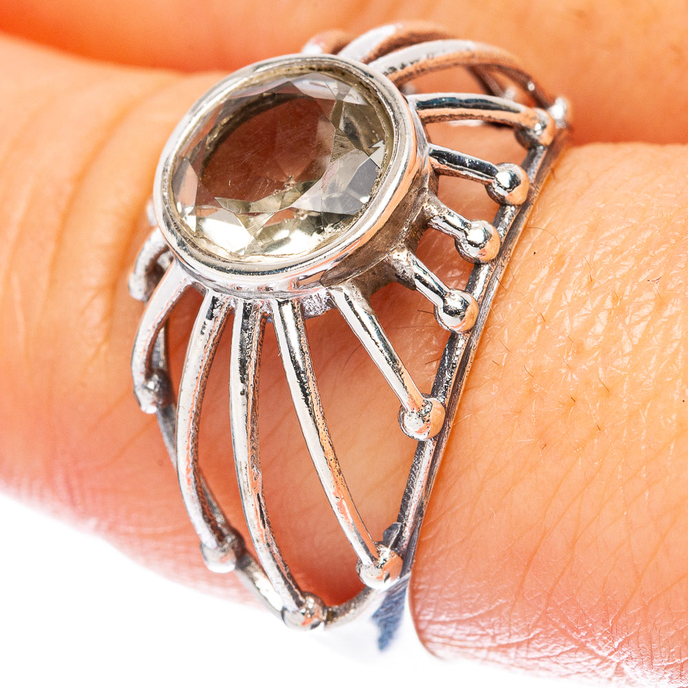 Value Faceted Green Amethyst Ring Size 9 (925 Sterling Silver) R3358