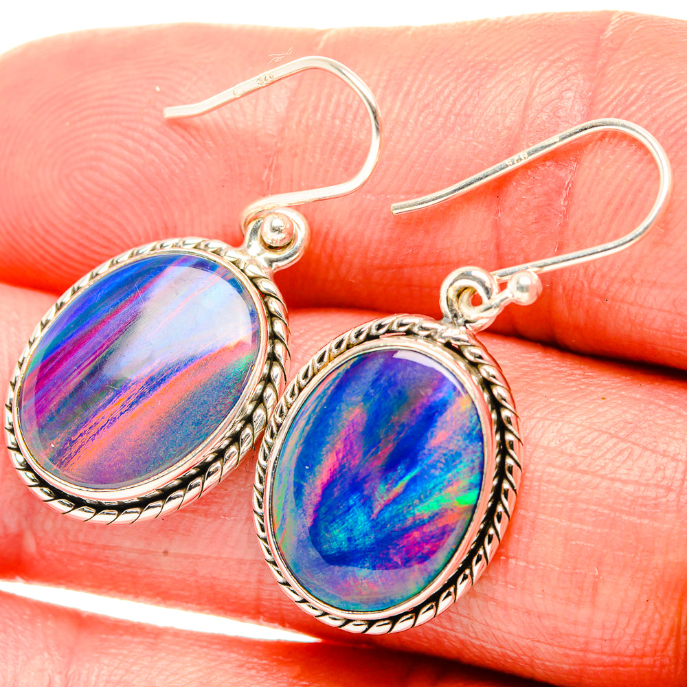 Aura Opal Earrings 1 1/2" (925 Sterling Silver) EARR432043
