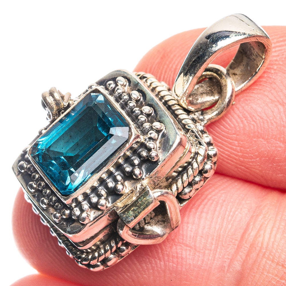 Poison Blue Topaz Pendant 1 1/8" (925 Sterling Silver) P39309
