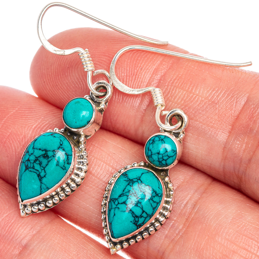 Blue Howlite Earrings 1 1/2" (925 Sterling Silver) E1055