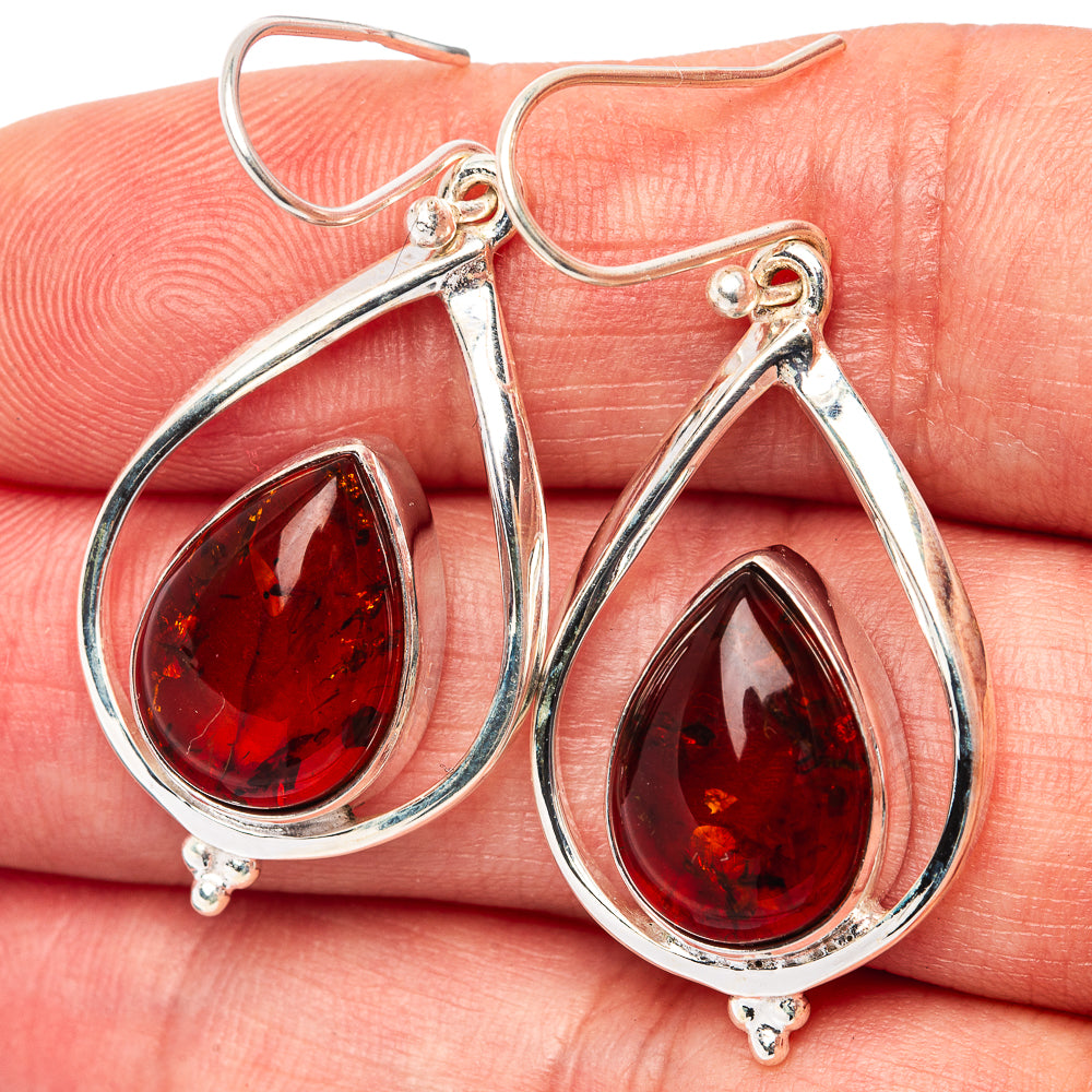 Premium Baltic Amber Earrings 1 5/8" (.925 Sterling Silver)