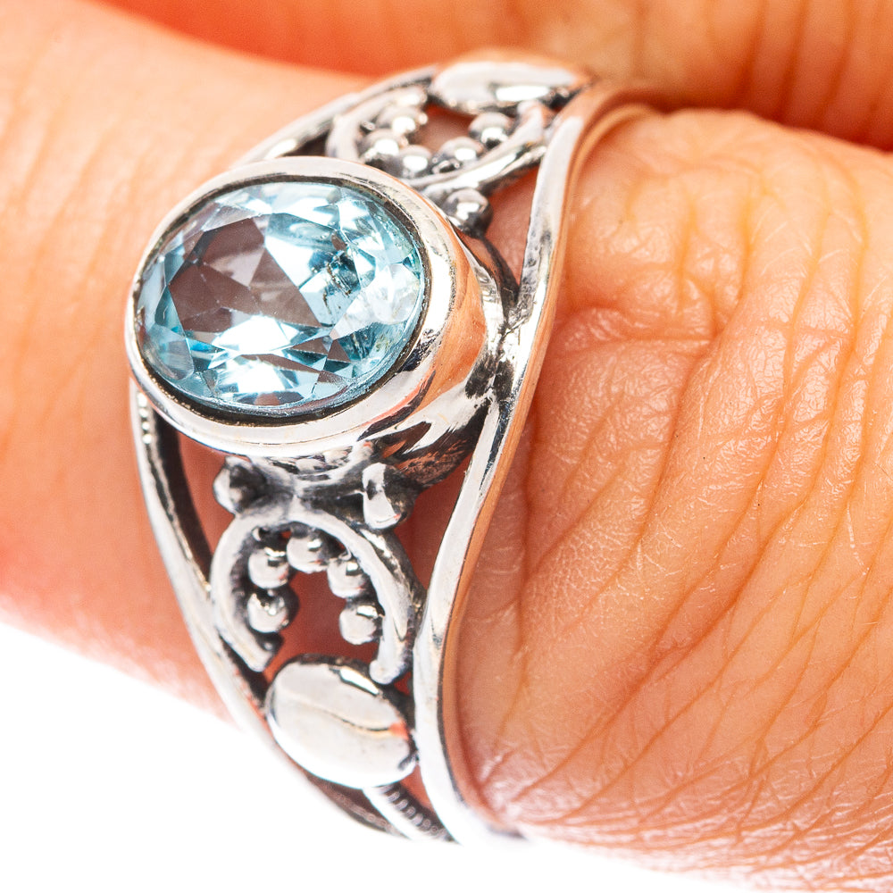 Blue Topaz Dainty Ring Size 7.5 (925 Sterling Silver) R6013