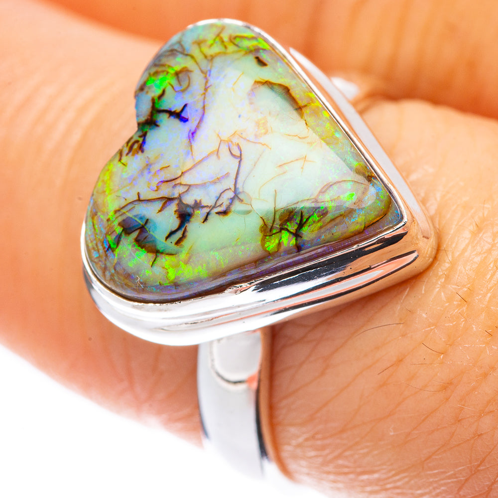 Rare Sterling Opal Heart Ring Size 7.5 (925 Sterling Silver) R2167