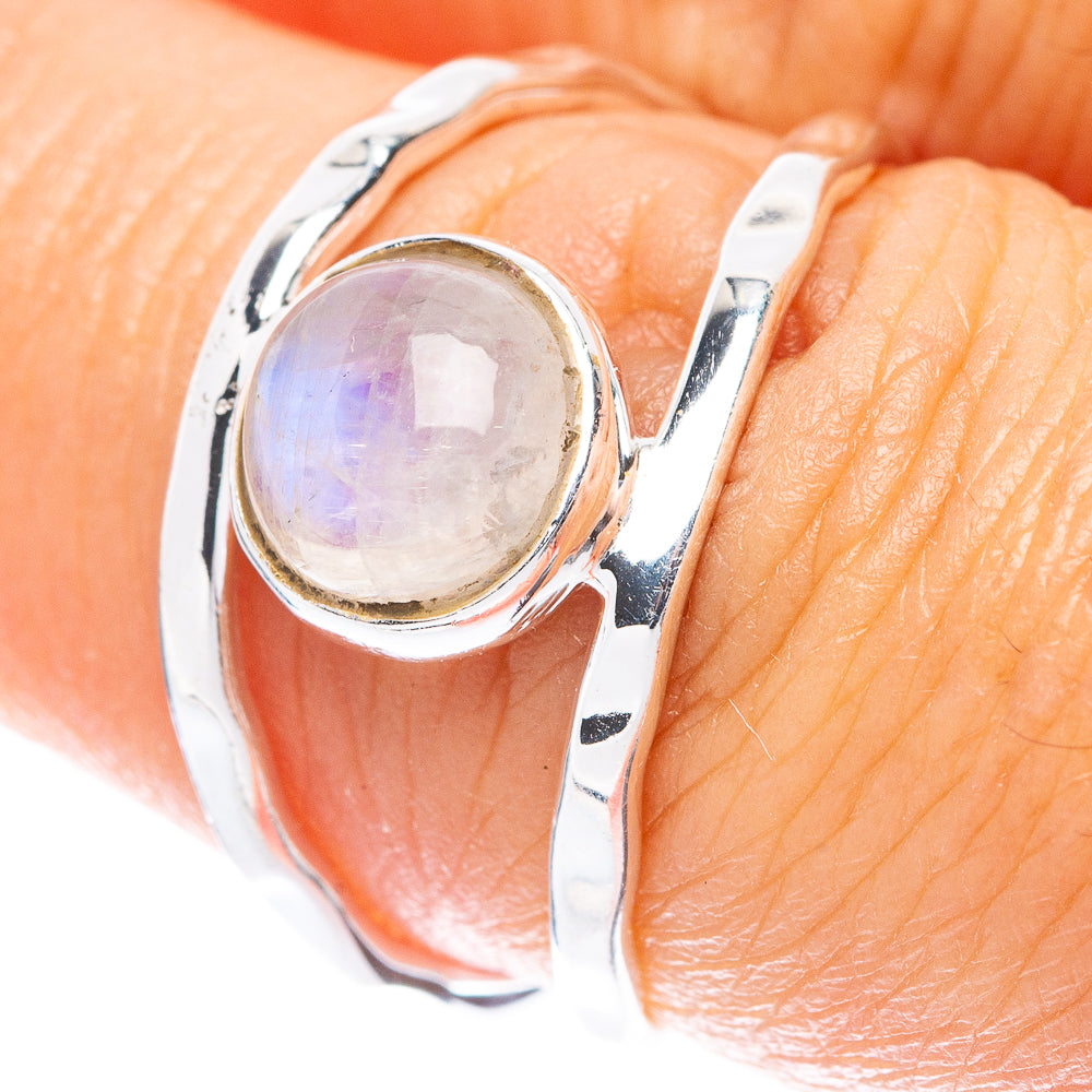 Rainbow Moonstone Dainty Ring Size 6.75 (925 Sterling Silver) R5840