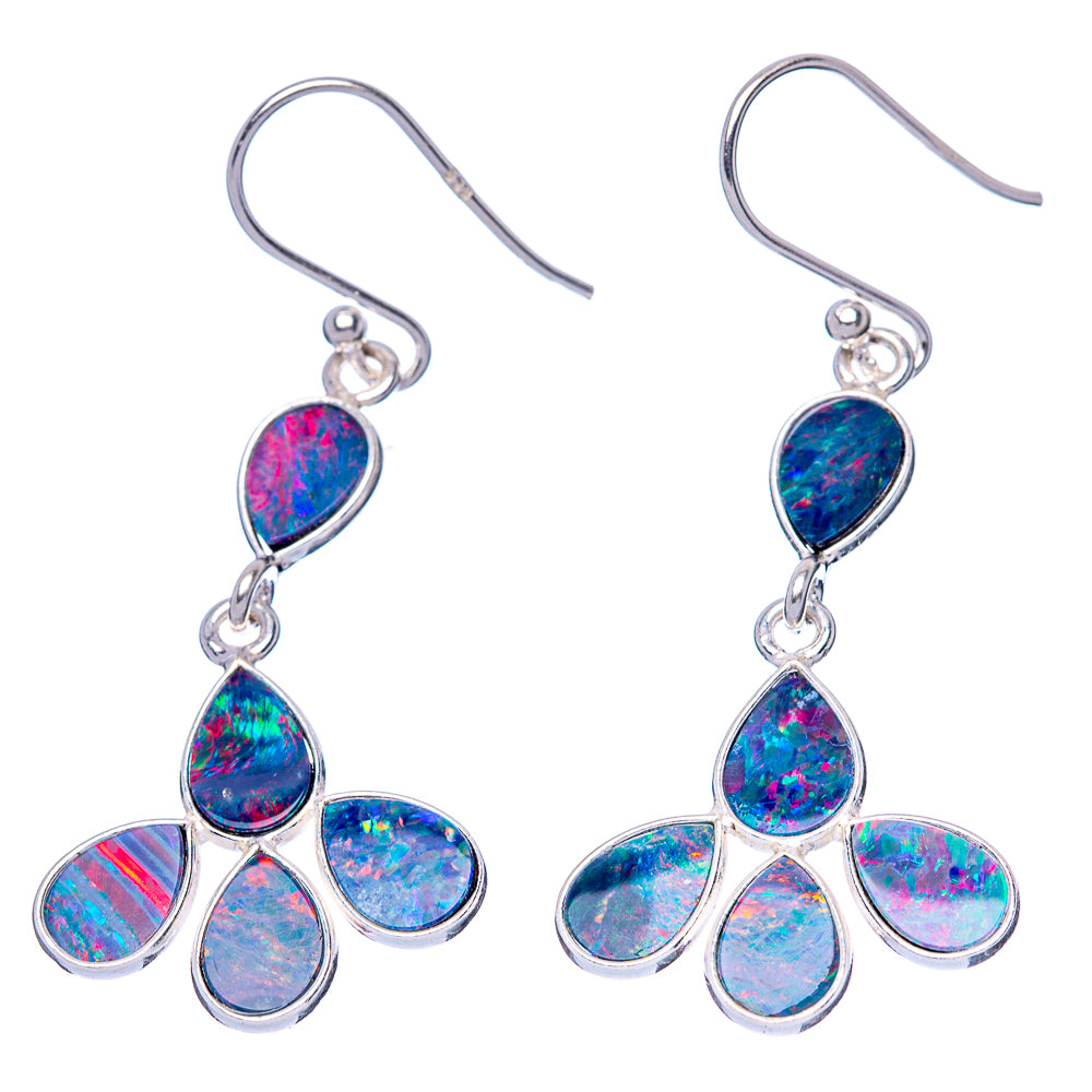 Rare Doublet Opal Earrings 1 3/4" (925 Sterling Silver) E1655