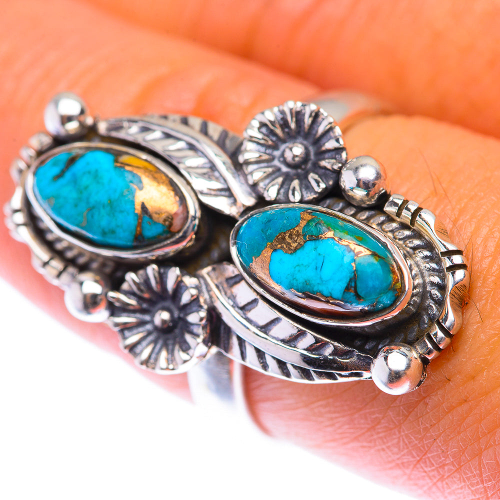 Blue Copper Composite Turquoise Ring Size 8 (925 Sterling Silver) RING139940