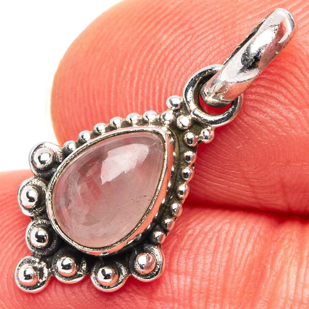 Rose Quartz Dainty Pendant 7/8" (.925 Sterling Silver)