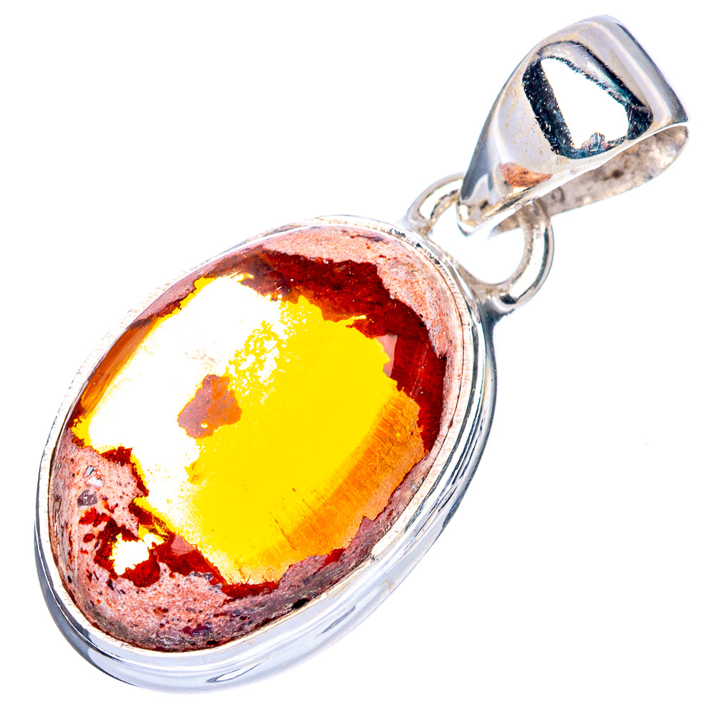 Rare Mexican Fire Opal Pendant 1 1/4" (925 Sterling Silver) P41714