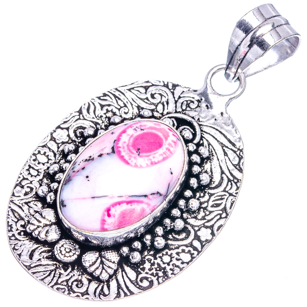 Pink Dendritic Opal Pendant 2 1/8" (German Silver)