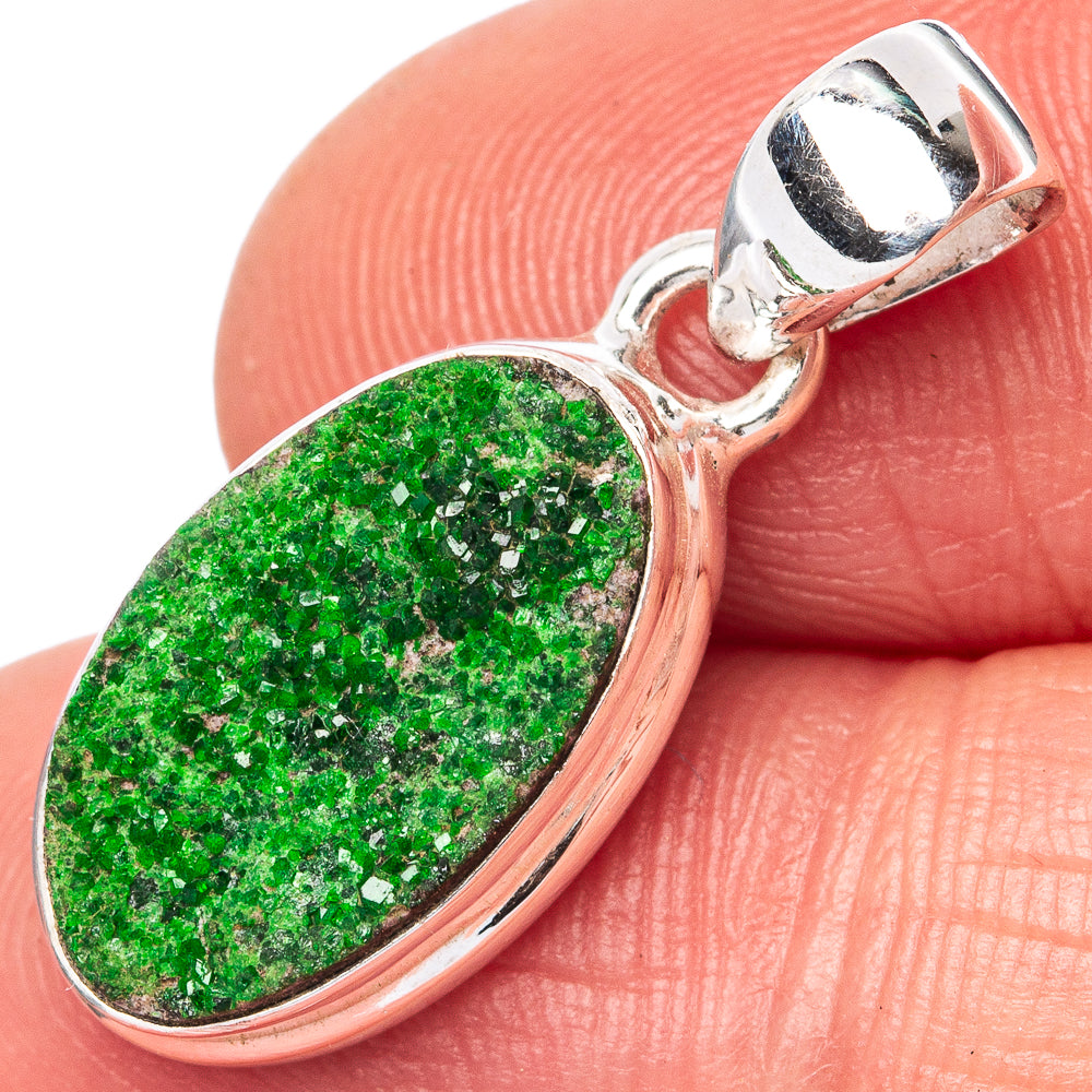 Rare Uvarovite Garnet Pendant 1 1/8" (925 Sterling Silver) P42772