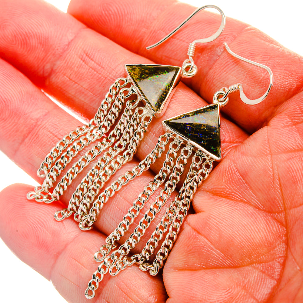 Signature Ammolite 925 Sterling Silver Earrings 2 1/2" (925 Sterling Silver) EARR431964