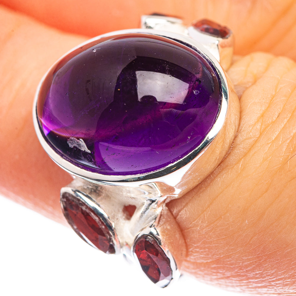 Amethyst, Garnet 925 Sterling Silver Ring Size 6.5