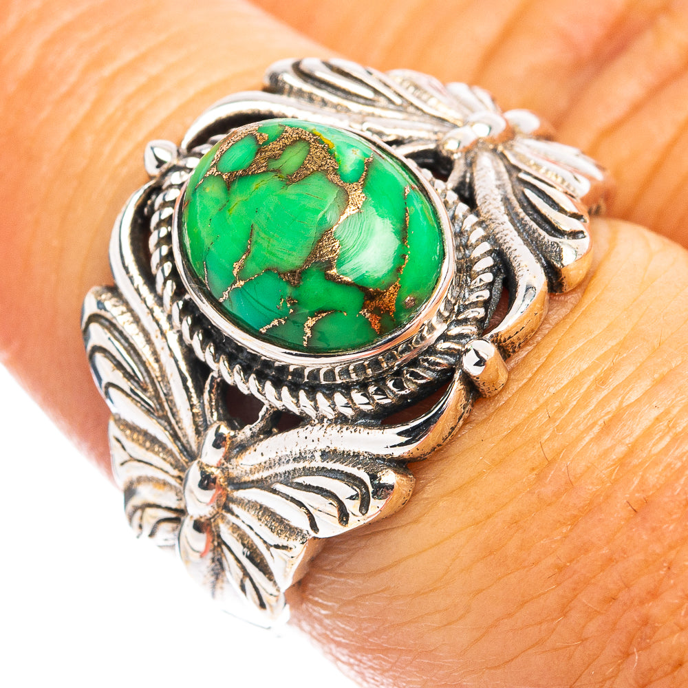 Green Copper Turquoise Butterfly Ring Size 7 (.925 Sterling Silver)