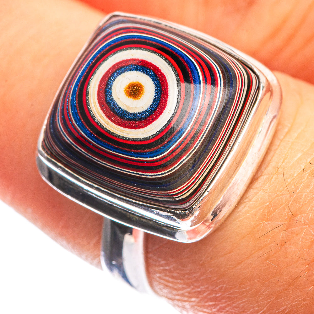Rainbow Calsilica 925 Sterling Silver Ring Size 7