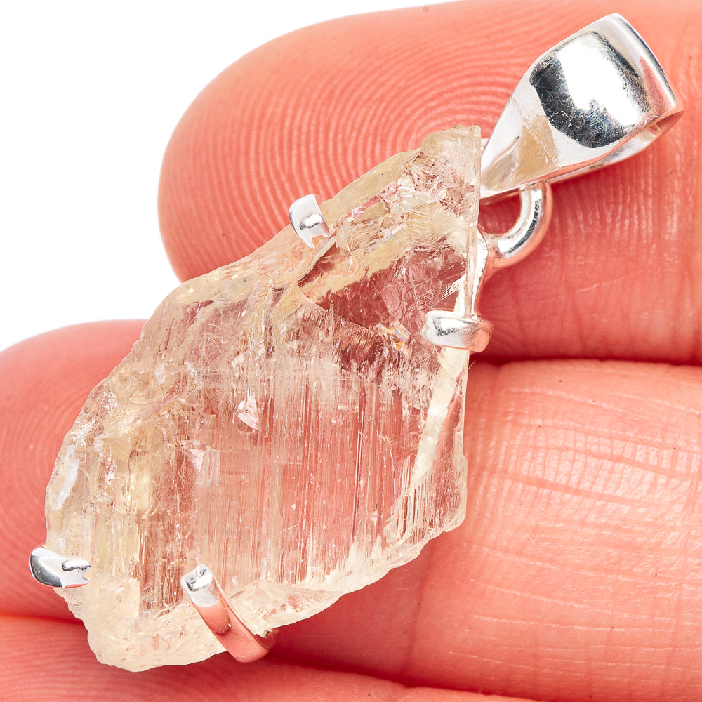 Rare Hiddenite Pendant 1 3/8" (925 Sterling Silver) P41531