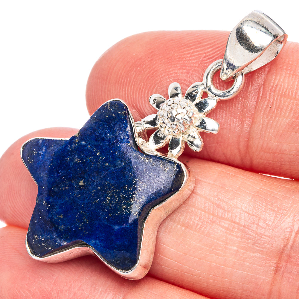 Lapis Lazuli Star Pendant 1 1/2" (925 Sterling Silver) P40208