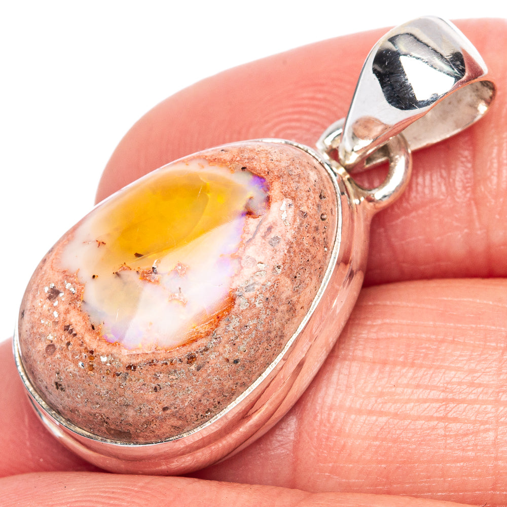 Mexican Fire Opal Pendant 1 1/4" (925 Sterling Silver) P41791