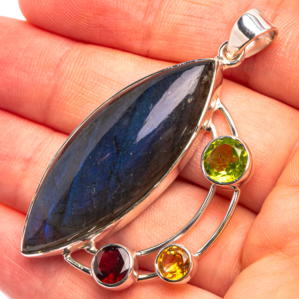 Signature Labradorite, Peridot, Garnet, Citrine Pendant 2 1/8" (925 Sterling Silver) P38739