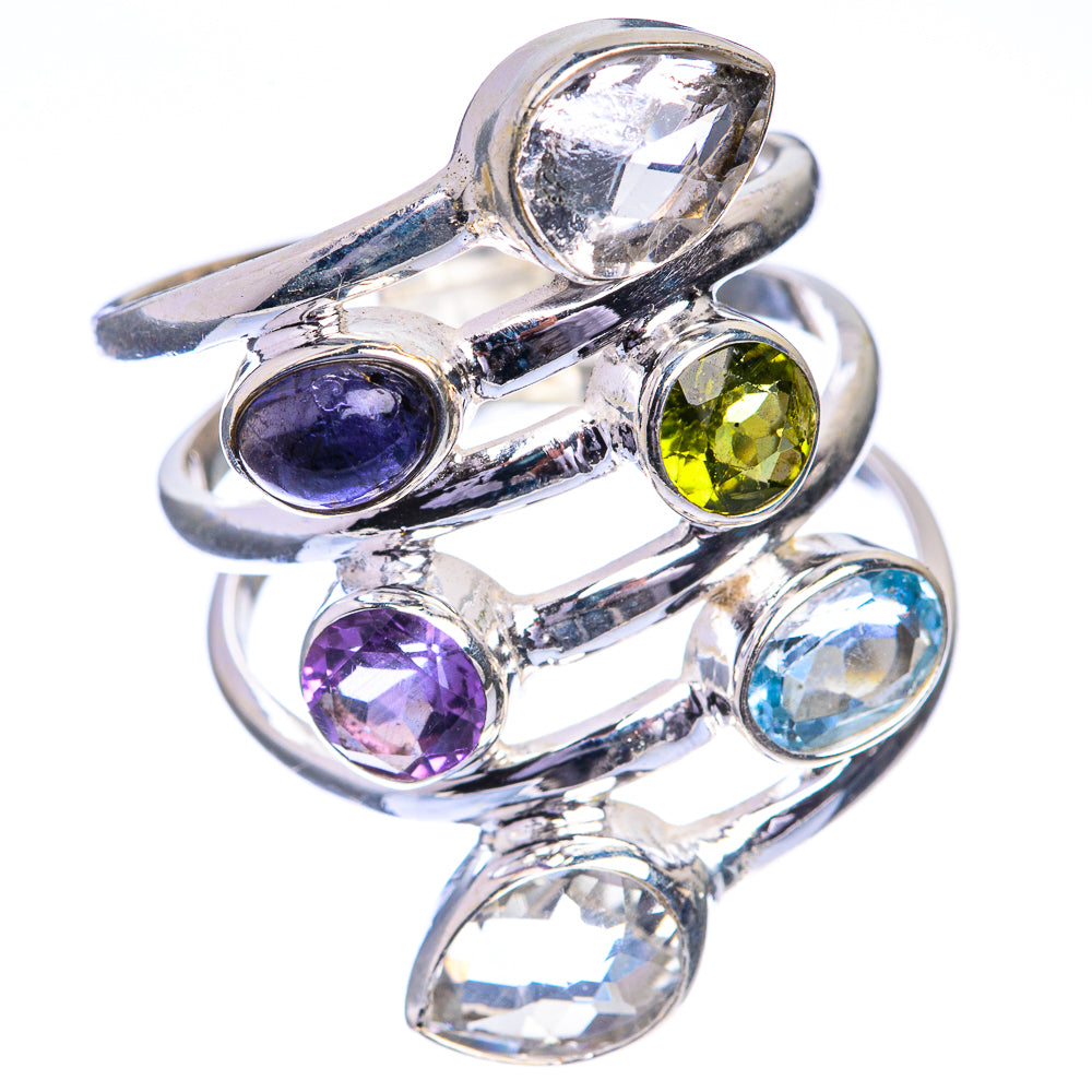 Large White Quartz, Tanzanite, Peridot, Amethyst, Blue Topaz Ring Size 8.75 (925 Sterling Silver) RING143353