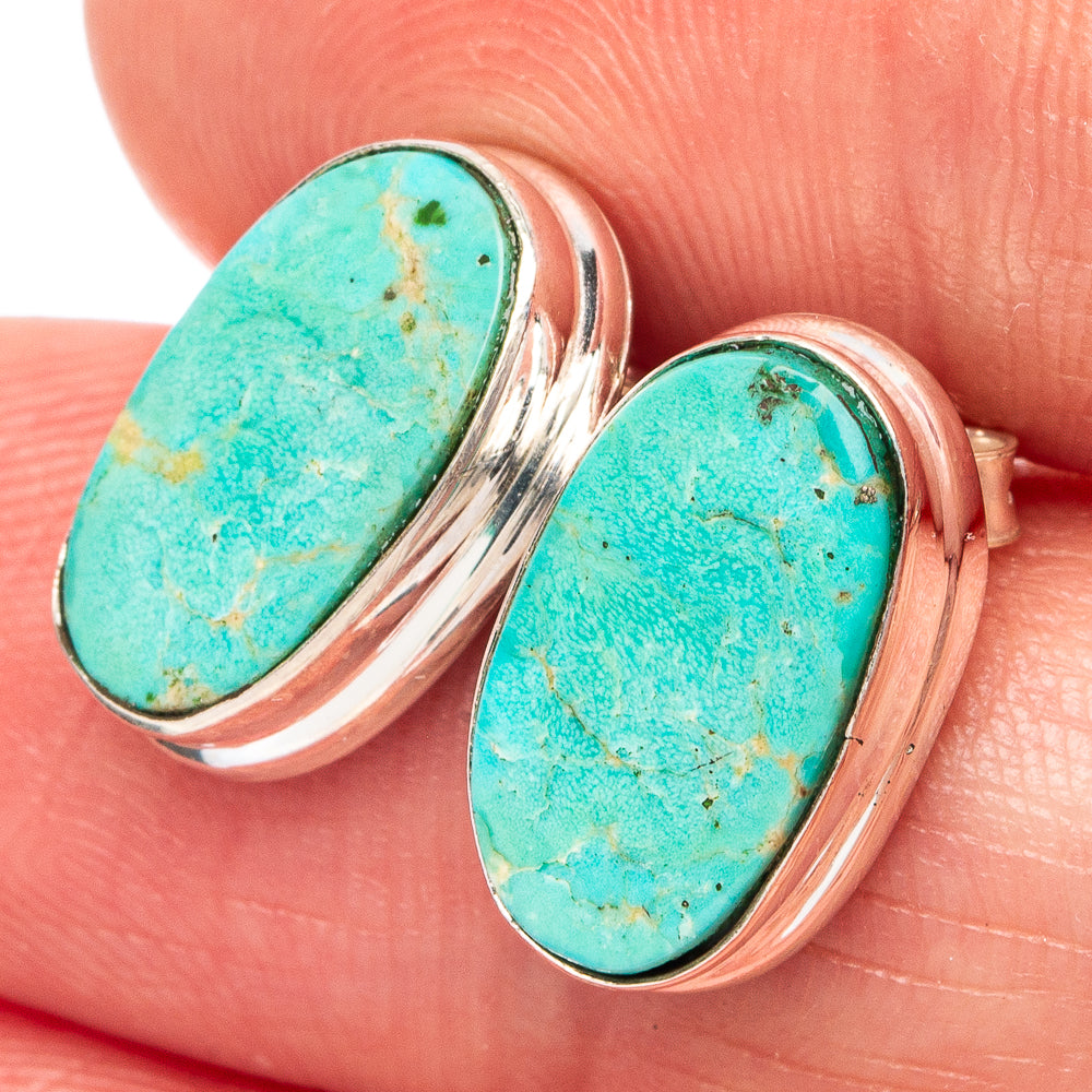 Rare Kingman Turquoise Earrings 5/8" (925 Sterling Silver) E2591