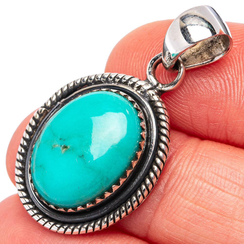 Rare Kingman Turquoise Pendant 1 3/8" (.925 Sterling Silver)