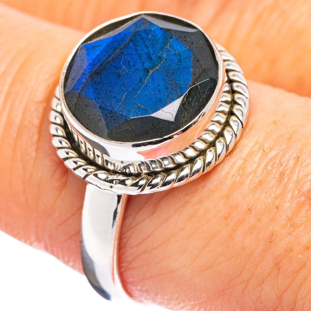 Faceted Labradorite Ring Size 8.75 (.925 Sterling Silver)