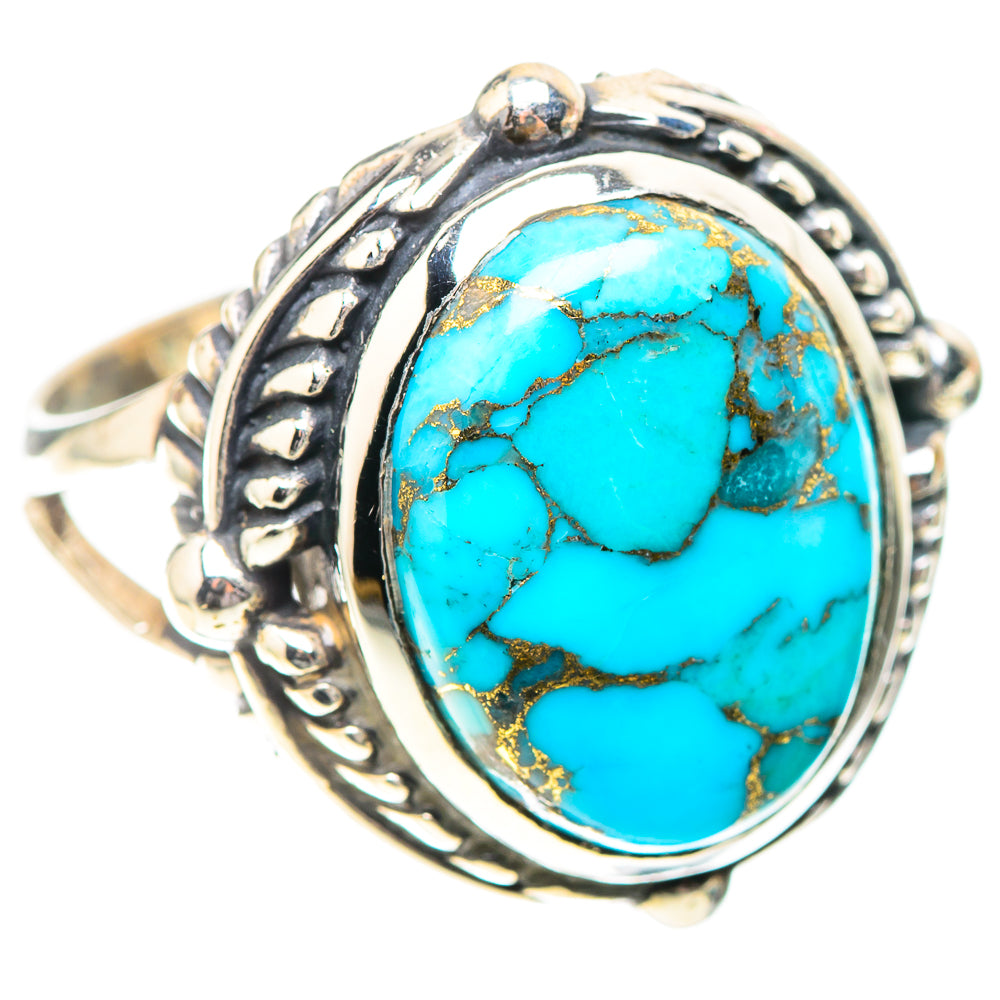 Blue Copper Composite Turquoise Ring Size 9 (925 Sterling Silver) RING138866