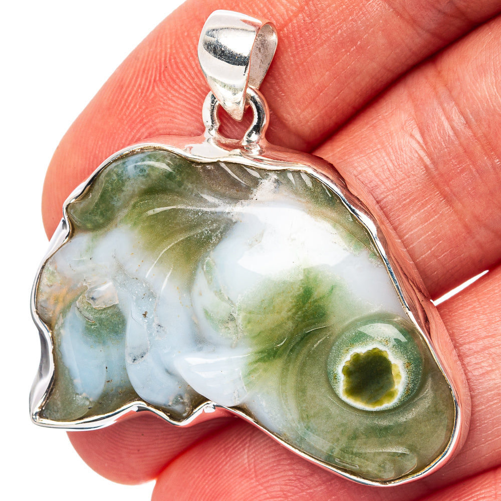 Premium Ocean Jasper Pendant 1 1/2" (.925 Sterling Silver)