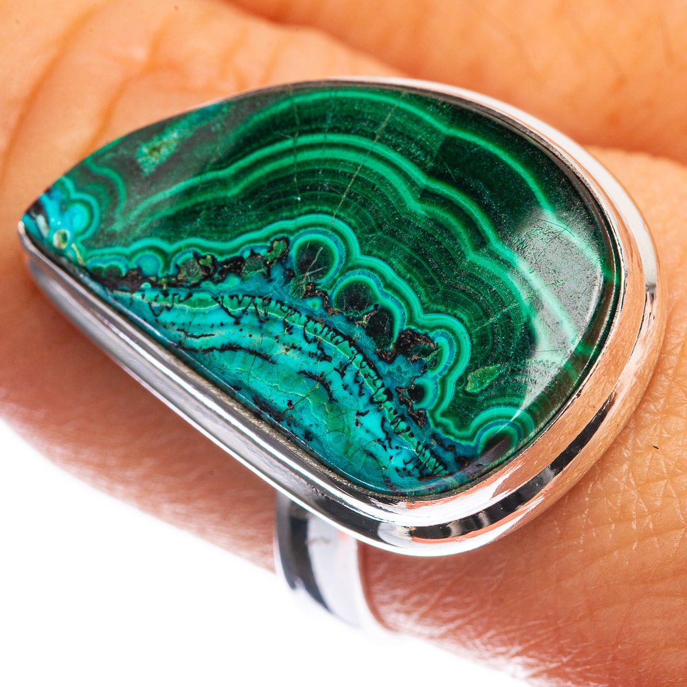 Malachite In Chrysocolla 925 Sterling Silver Ring Size 9