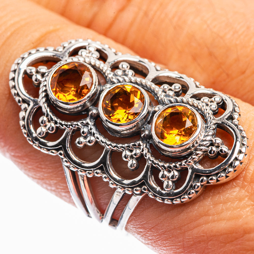 Faceted Citrine Ring Size 7.5 (925 Sterling Silver) R142008