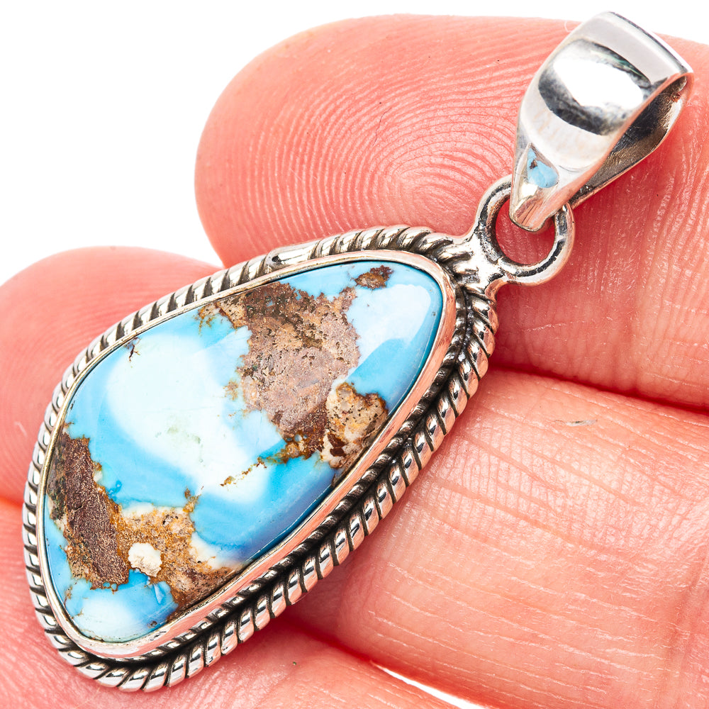 Rare Golden Hills Turquoise Pendant 1 5/8" (925 Sterling Silver) P42699