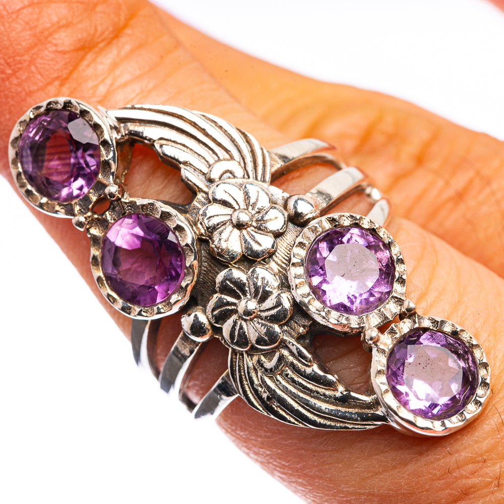Faceted Amethyst Ring Size 6.75 (925 Sterling Silver) R142993